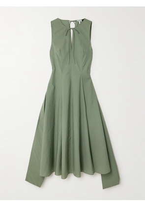 LOEWE - + Paula's Ibiza Tie-detailed Belted Crinkled Cotton-blend Poplin Midi Dress - Green - FR 34,FR 36,FR 38,FR 40,FR 42,FR 44