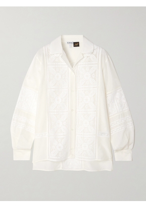 LOEWE - + Paula's Ibiza Broderie Anglaise Cotton And Silk-blend Shirt - White - FR 32,FR 34,FR 36,FR 38,FR 40,FR 42,FR 44