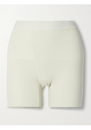 SKIMS - Cotton Collection Ribbed Cotton-blend Jersey Boxer Shorts - Bone - Cream - XXS,XS,S,M,L,XL,2XL,3XL,4XL