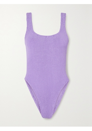 Hunza G - Square Neck Original Crinkle™ Swimsuit - Purple - One size