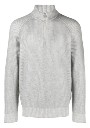 Brunello Cucinelli zip-up ribbed turtleneck jumper - Grey