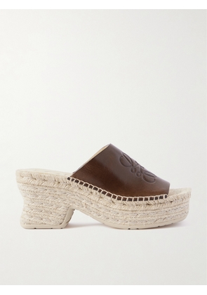 LOEWE - + Paula's Ibiza Leather Platform Wedge Sandals - Brown - IT35,IT36,IT37,IT38,IT39,IT40,IT41