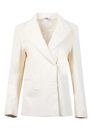 GCDS double-breasted logo-embossed jacket - White