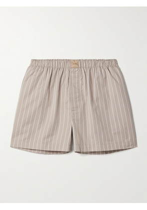 SKIMS - Boxer Striped Cotton-poplin Shorts - Stone Stripe - Brown - XXS,XS,S,M,L,XL,2XL,3XL,4XL
