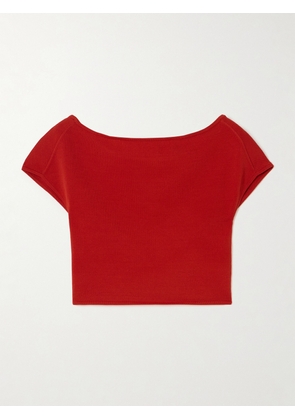 Loulou de Saison - Polly Cropped Knitted T-shirt - Red - x small,small,medium,large,x large