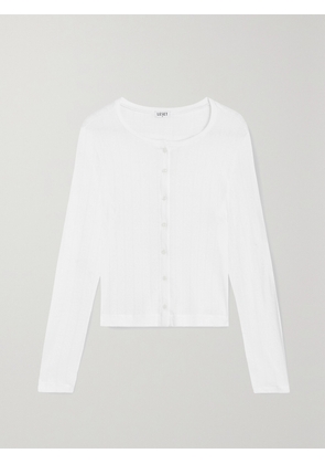 LESET - Pointelle-knit Cotton-jersey Cardigan - White - x small,small,medium,large,x large