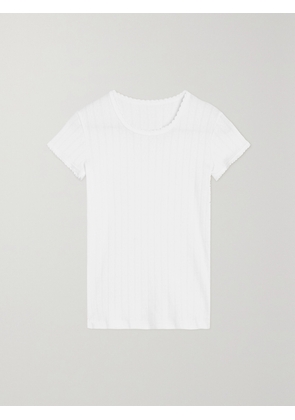 LESET - Pointelle-knit Cotton-jersey T-shirt - White - x small,small,medium,large