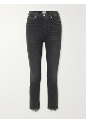 Citizens of Humanity - Jolene Frayed High-rise Straight-leg Jeans - Black - 23,24,25,26,27,28,29,30,31,32