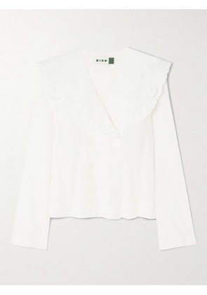 RIXO - Elettrice Double-breasted Broderie Anglaise Cotton-poplin Blouse - Ivory - UK 6,UK 8,UK 10,UK 12,UK 14,UK 16,UK 18,UK 20