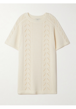 Loulou de Saison - Arman Cable And Pointelle-knit Cotton Mini Dress - Ivory - x small,small,medium,large,x large