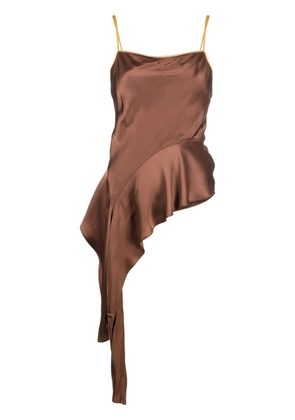 Helmut Lang asymmetric draped satin top - Brown