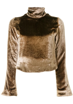 sulvam velvet cropped sweatshirt - Brown