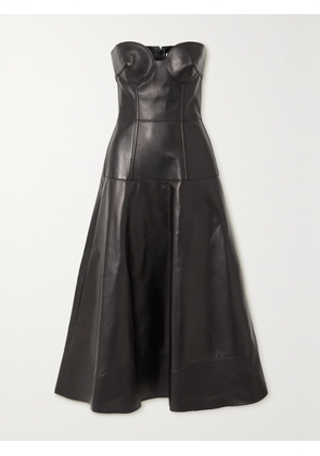 Valentino Garavani - Strapless Leather Midi Dress - Black - IT36,IT38,IT40,IT44