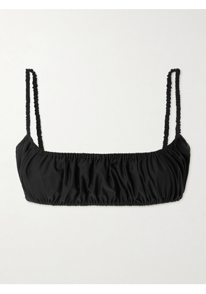 Alaïa - Gathered Cotton-poplin Bralette - Black - FR 34,FR 36,FR 38,FR 40