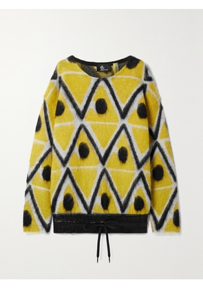 Moncler Genius - + 3 Moncler Grenoble Oversized Shell-trimmed Jacquard-knit Mohair-blend Sweater - Yellow - x small,small,medium,large