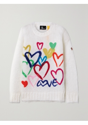 Moncler Genius - + 3 Moncler Grenoble Oversized Printed Mohair-blend Sweater - White - x small,small,medium,large