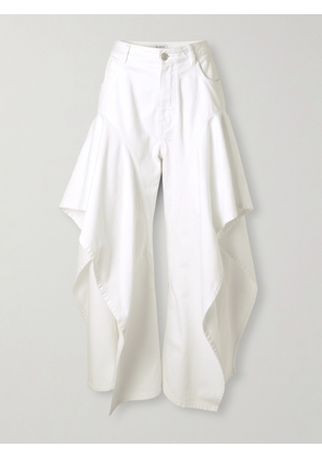 Alaïa - Ruffled Mid-rise Wide-leg Jeans - White - FR 36,FR 38,FR 40,FR 42,FR 44