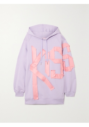 AZ FACTORY - Free To Oversized Appliquéd Organic Cotton And Pyratex Seacell-blend Hoodie - Purple - XL/XXL,XS/S,M/L