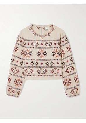 Isabel Marant - Zeyna Sequin-embellished Embroidered Silk-gauze Top - Ecru - FR 34,FR 36,FR 38,FR 40,FR 42