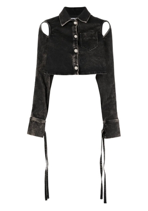 ANDREĀDAMO cut-out cropped denim jacket - Black