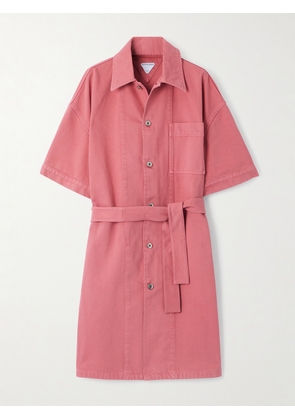 Bottega Veneta - Oversized Belted Denim Shirt Dress - Pink - IT36,IT38,IT40