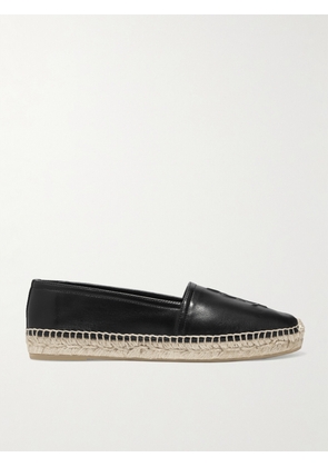 SAINT LAURENT - Cassandre Logo-embossed Leather Espadrilles - Black - IT34,IT35,IT35.5,IT36,IT36.5,IT37,IT37.5,IT38,IT38.5,IT39,IT39.5,IT40,IT40.5,IT41,IT41.5,IT42