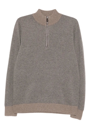 N.Peal jacquard half-zip jumper - Brown