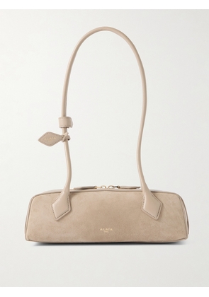 Alaïa - Le Teckel Small Leather-trimmed Suede Shoulder Bag - Neutrals - One size