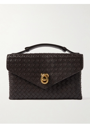 Bottega Veneta - Knot Lock Medium Intrecciato Leather Shoulder Bag - Brown - One size