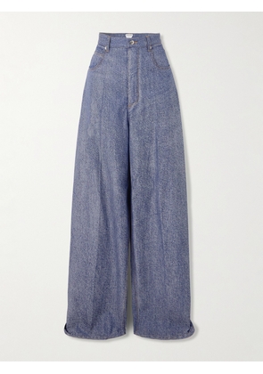 Bottega Veneta - Wool And Cotton-blend Twill Wide-leg Pants - Blue - IT34,IT36,IT38,IT40