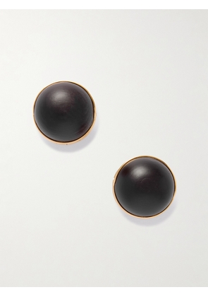 Alaïa - Sphere Gold-tone Wood Earrings - Brown - One size