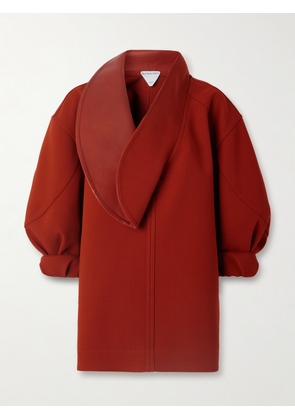 Bottega Veneta - Oversized Leather-trimmed Cotton-blend Crepe Blouse - Red - IT36,IT40