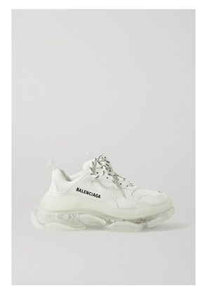 Balenciaga - Triple S Clear Sole Logo-embroidered Leather, Nubuck And Mesh Sneakers - White - IT34,IT35,IT36,IT37,IT38,IT39,IT40,IT41,IT42