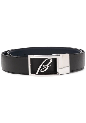 Brioni leather logo plaque belt - Black