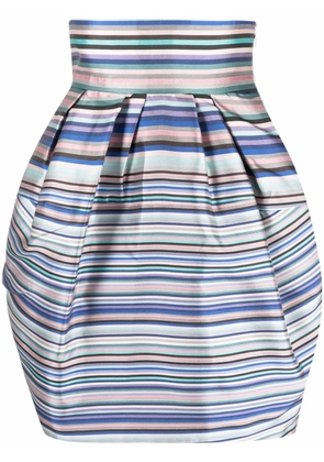 Christian Dior Pre-Owned 2010s striped high-waisted silk skirt - Blue