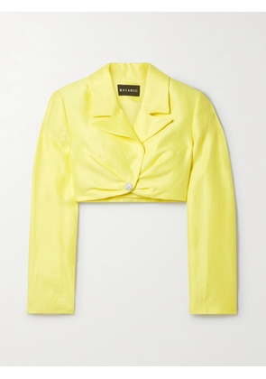 RASARIO - Cropped Crystal-embellished Linen-blend Blazer - Yellow - FR 34,FR 36,FR 38,FR 40,FR 44