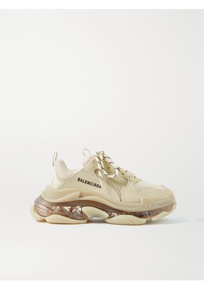 Balenciaga - Triple S Clear Sole Logo-embroidered Faux Leather And Mesh Sneakers - Neutrals - IT34,IT35,IT36,IT37,IT38,IT39,IT40,IT41,IT42