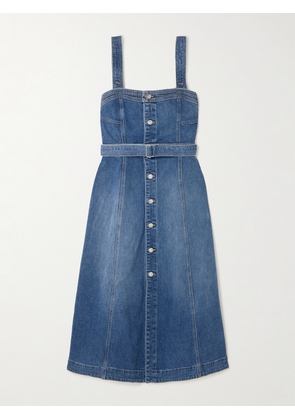 SIMKHAI - Alba Belted Stretch-denim Midi Dress - Blue - US00,US0,US2,US4,US6,US8,US10,US12