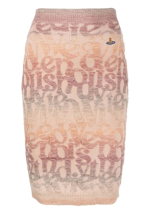 Vivienne Westwood Logomania knitted pencil skirt - Neutrals