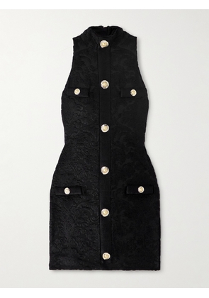 Balmain - Button-embellished Bouclé Jacquard-knit Mini Dress - Black - FR 34,FR 36,FR 38,FR 40,FR 42,FR 44,FR 46