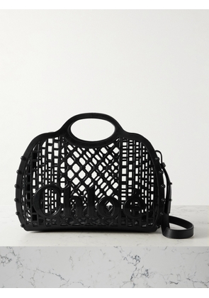 Chloé - Cage Leather-trimmed Studded Rubber Shoulder Bag - Black - One size