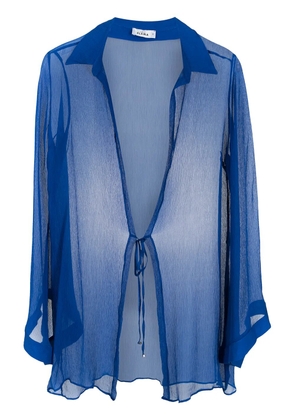 Amir Slama tie-front silk beach cover-up - Blue