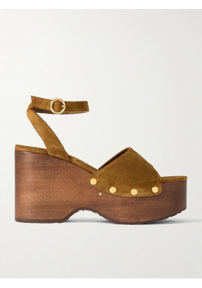 Gianvito Rossi - 110 Studded Suede Platform Sandals - Brown - IT36,IT36.5,IT37,IT37.5,IT38,IT38.5,IT39,IT39.5,IT40,IT40.5,IT41,IT41.5,IT42