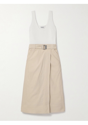 SIMKHAI - Camden Belted Linen-blend And Stretch-knit Midi Dress - Neutrals - US0,US2,US4,US6,US8,US10,US12