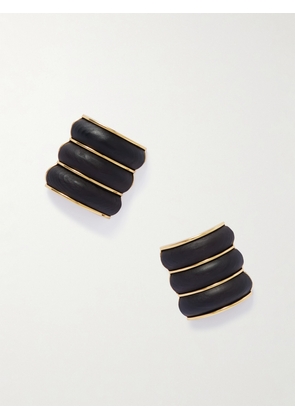 Alaïa - Bumper Gold-tone Wood Clip Earrings - Brown - One size