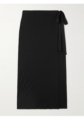 TOTEME - Organic Cotton-blend Midi Wrap Skirt - Black - x small,small,medium,large,x large