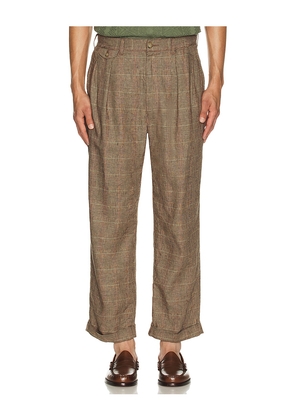 Beams Plus 2 Pleats Trousers in Brown. Size L. Also in M, XL.