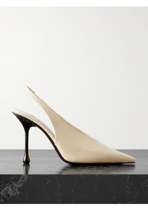 Jimmy Choo - Isa 95 Snake-effect Leather Slingback Pumps - Ivory - IT36,IT36.5,IT37,IT37.5,IT38,IT38.5,IT39,IT39.5,IT40,IT40.5,IT41,IT41.5,IT42