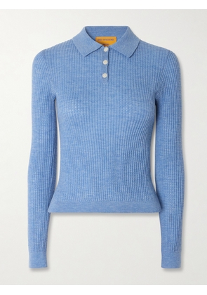 Guest In Residence - Ribbed Cashmere Polo Shirt - Blue - x small,small,medium,large,x large