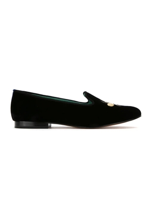 Bird&Co embroidered velvet Bugs loafers - Black